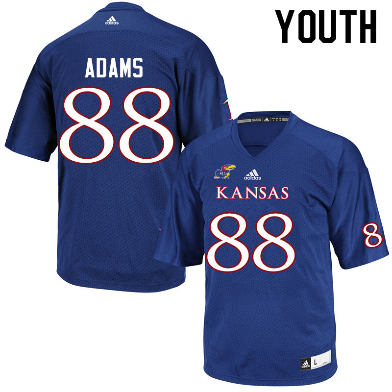Youth #88 Tre Adams Kansas Jayhawks College Football Jerseys Sale-Royal - Click Image to Close